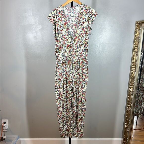 Free People Red and Yellow and Blue Floral Jumpsuit - Picture 1 of 7